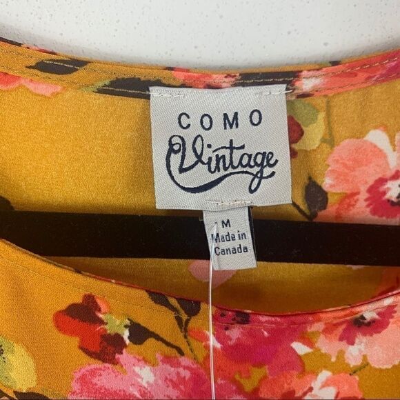 Come Vintage mustard floral top layered sleeve M (K1) - Picture 4 of 11